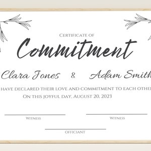 Modern Commitment Certificate, Calligraphy Commitment Certificate, Leaf Commitment Certificate, Editable Commitment Certificate Template