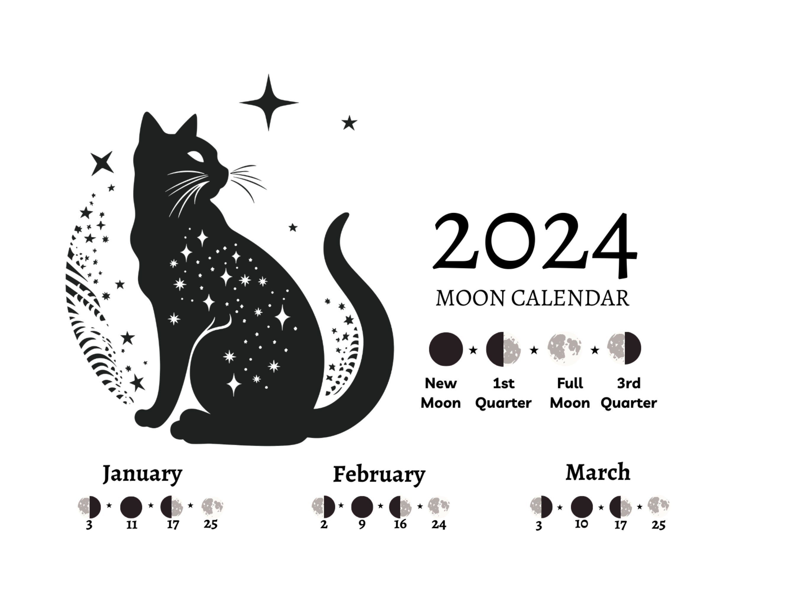 Moon Phase Calendar 2024 PDF, Printable Pdf for Lunar Magic