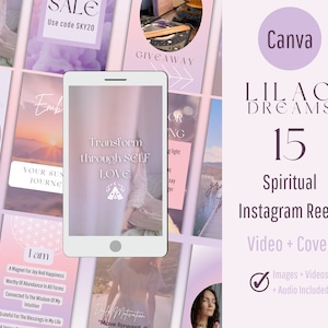 15 Spiritual Instagram Reels Cover, Motivational Instagram Templates, Editable Canva Reel Videos, Pink Mystical IG Cover, Tiktok Videos