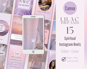 15 Spiritual Instagram Reels Cover, Motivational Instagram Templates, Editable Canva Reel Videos, Pink Mystical IG Cover, Tiktok Videos