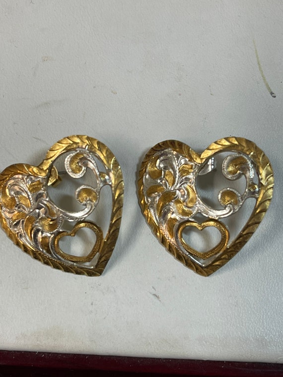 Western Style .925 Sterling Silver and Gold Heart… - image 2