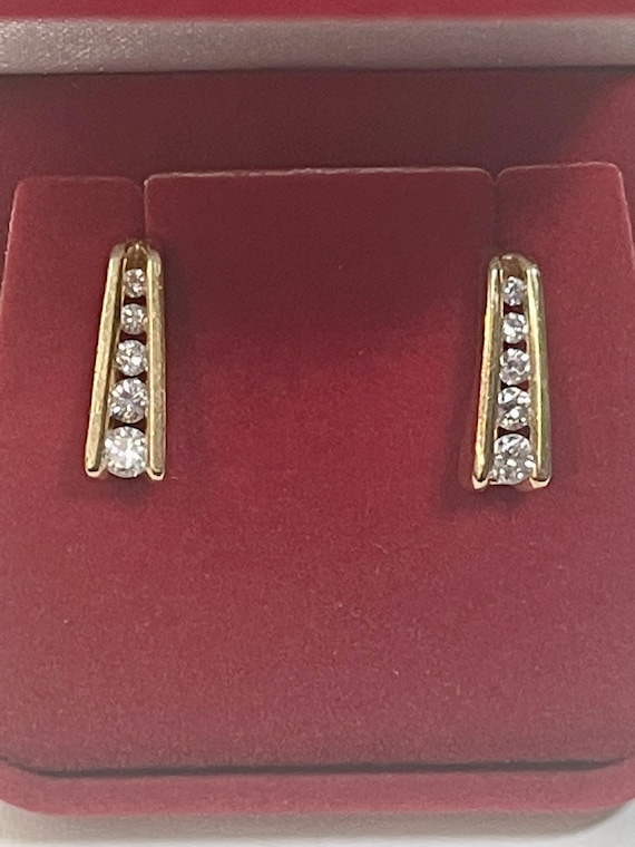 Channel Set 14 KT Diamond Earrings.62 CTW