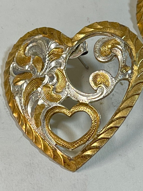 Western Style .925 Sterling Silver and Gold Heart… - image 3
