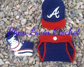 Crochet Atlanta Braves newborn Hat, knit baby hats, wool newborn hat,  Newborn photo outfit, baseball cap, crochet infant hat, baby beanie