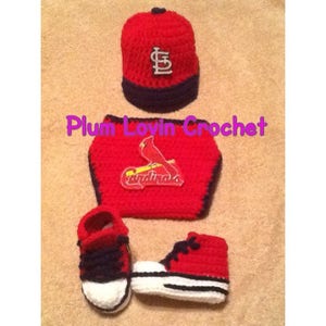 St. Louis Cardinals inspired outfit, crochet St. Louis Cardinals, photo prop St. Louis Cardinals