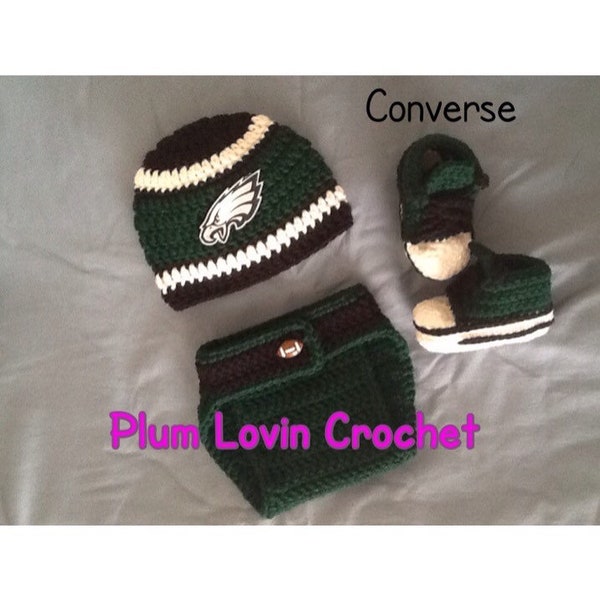 Crochet Eagle baby outfit, beanie, helmet, converse shoes, photo prop, gift set ideas