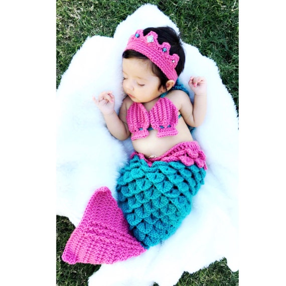 Crochet baby mermaid outfit sale