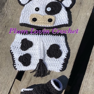Crochet baby cow outfit