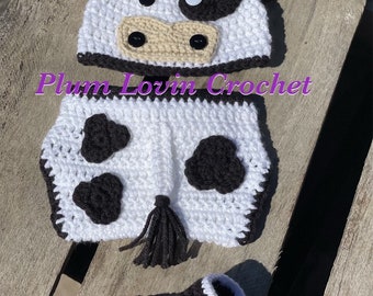 Crochet baby cow outfit