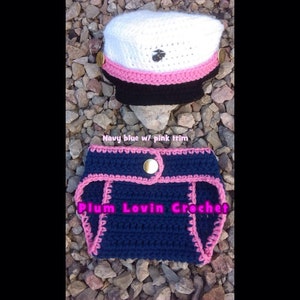 Military crochet outfit girl, Military girl set, costume ideas, hat and diaper cover, photo prop sets