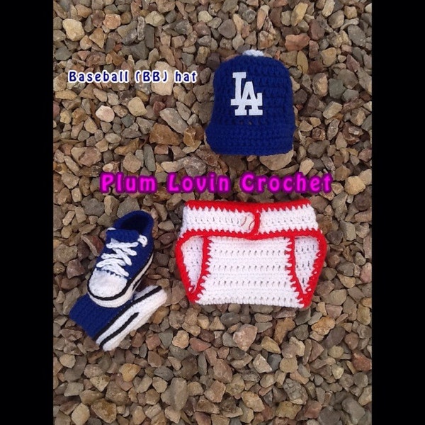 Los Angeles crochet outfit, baseball baby costume idea, baby gift set, photo prop, baseball hat, converse shoes