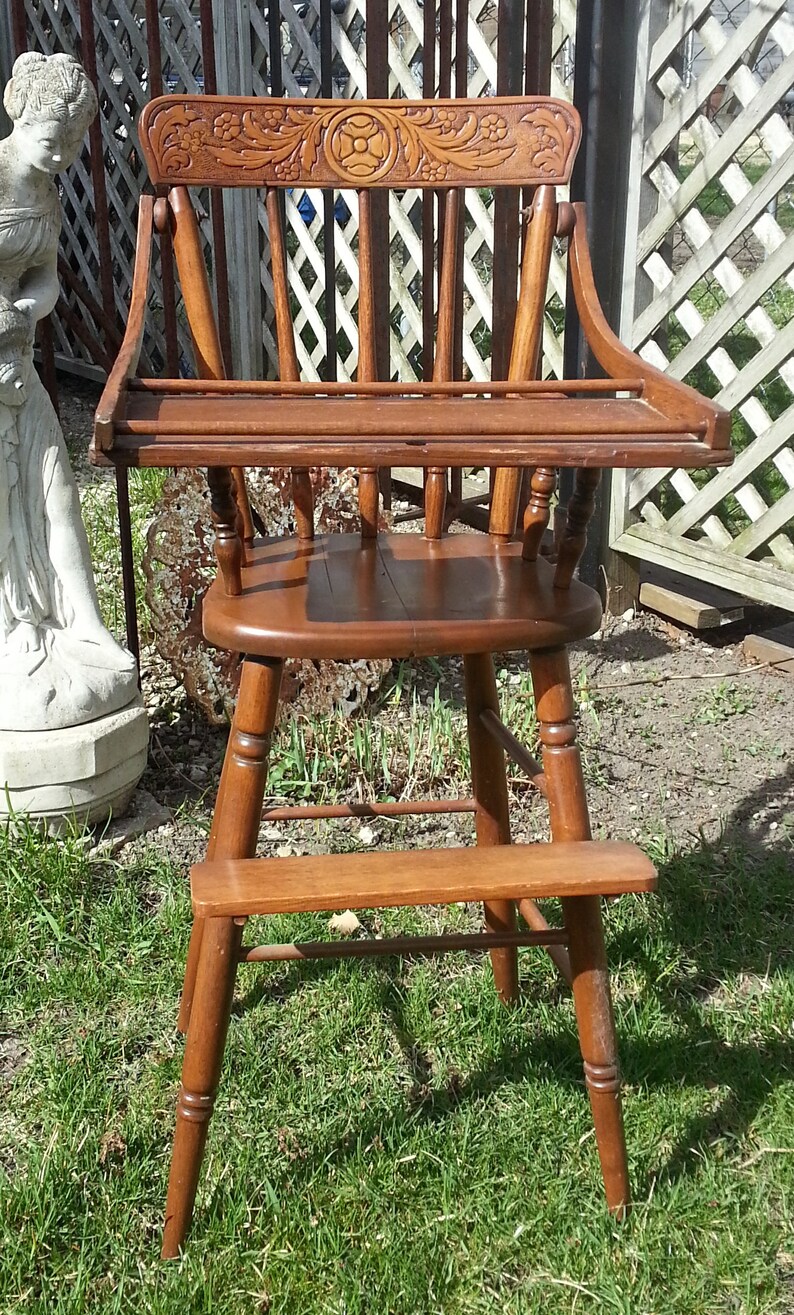Antique Victorian High Chair Oak Image 0
