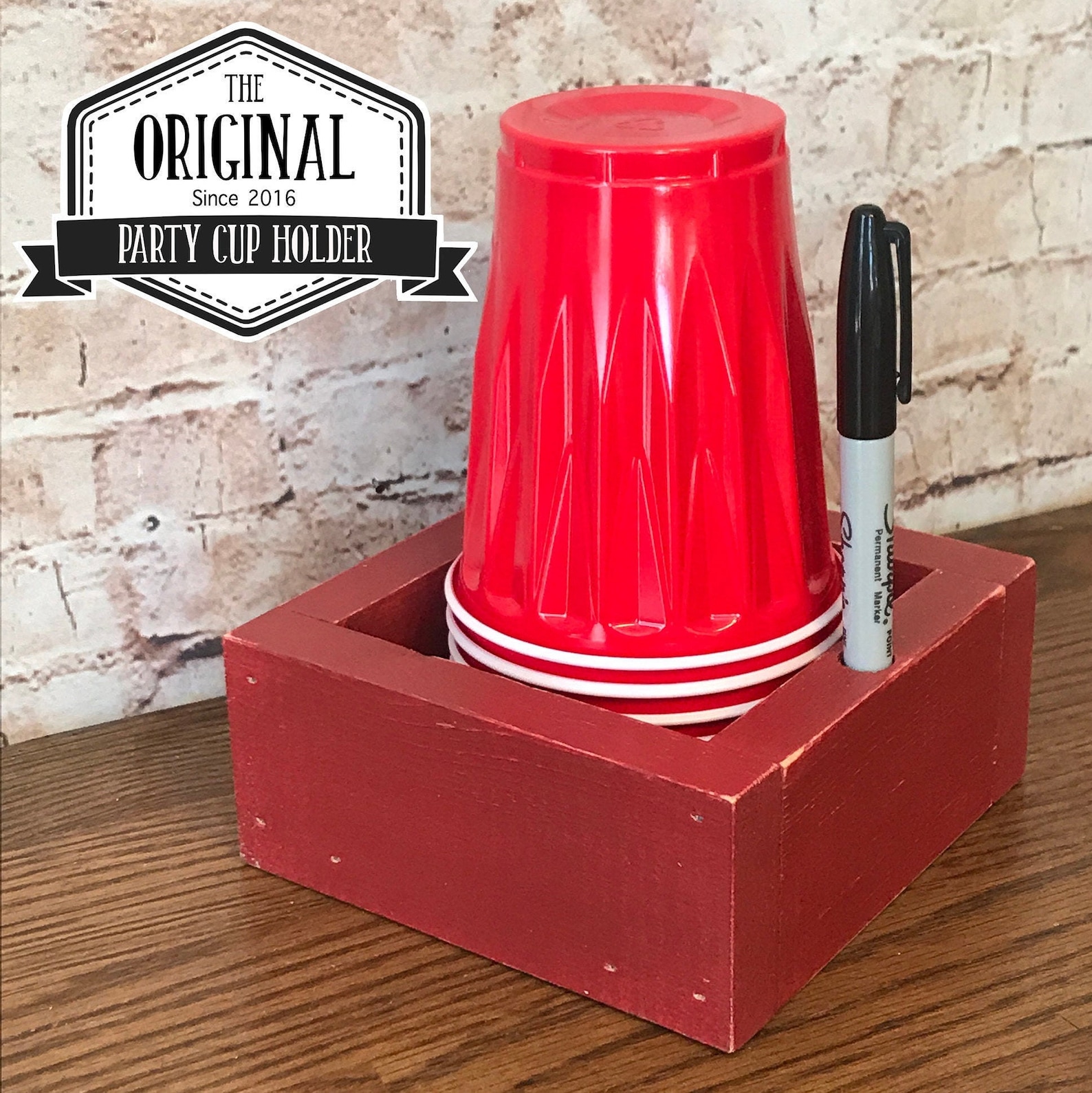 RED Solo Party Cup Holder Rustic Cup Holder Distressed Etsy