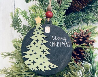 Adorno navideño de Adviento para árbol de Navidad / Adorno navideño / Adorno redondo de 10 cm de alto x 10 cm de ancho