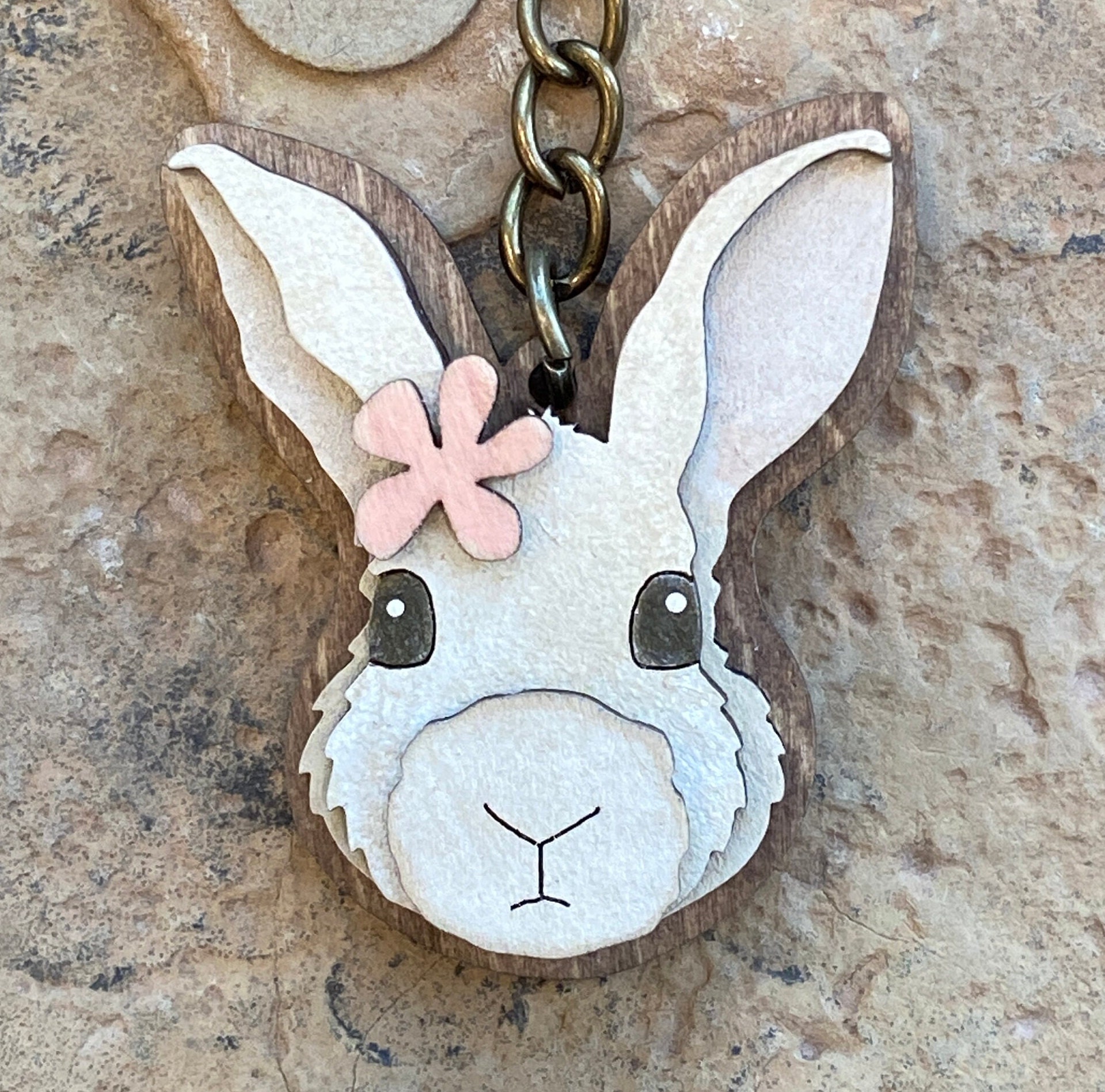 Bunny Rabbit Keychain | Wood Keychain | Layered Keychain | 1.75