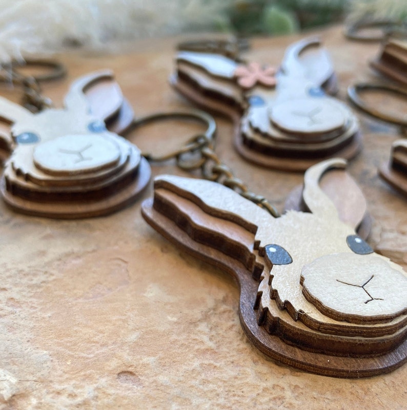 Bunny Rabbit Keychain | Wood Keychain | Layered Keychain | 1.75
