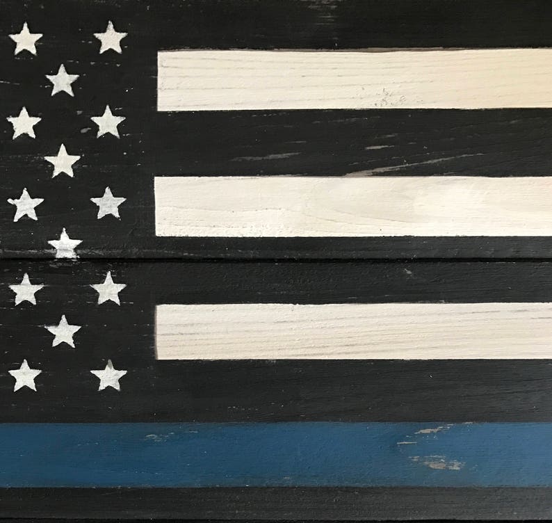 Rustic American Flag 5 Sizes to Choose From Farmhouse Style Blue Line American Flag Largest 25H x 43L Smallest 10.5H x 17.5L