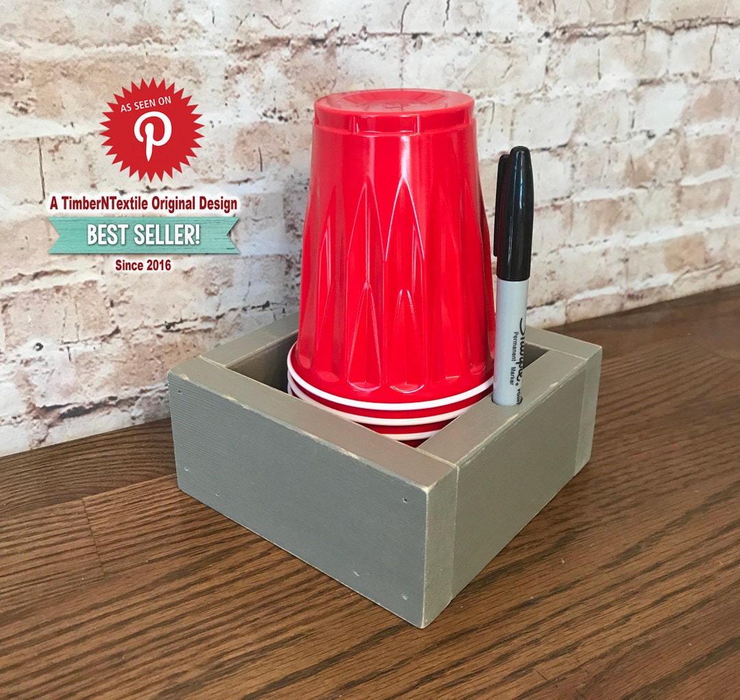 GRAY Solo Party Cup Holder Rustic Cup Holder Distressed Farmhouse Style ...