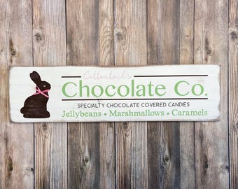 Letrero de Cottontail's Chocolate Co. (n.° 1) / Letrero de conejito / Letrero de Pascua / 5.5" de alto x 21" de ancho