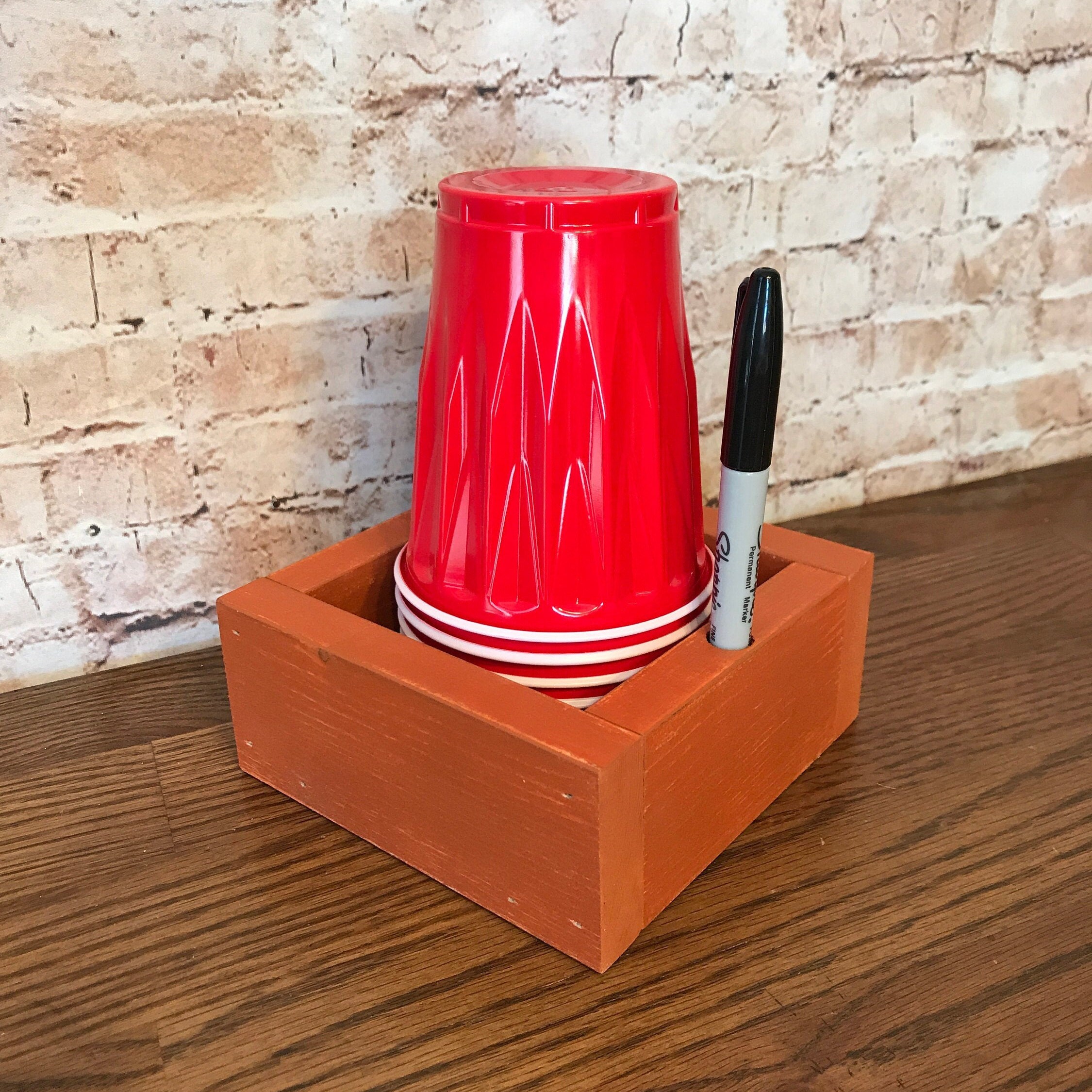 RUST ORANGE Solo Party Cup Holder Rustic Cup Holder Etsy