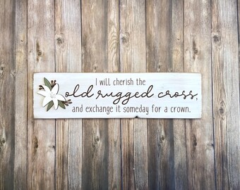Letrero de cruz antiguo y robusto / Texto marrón / Letrero rústico de Pascua / Letrero de madera / Letrero de Pascua / 5.5" de alto x 21" de ancho