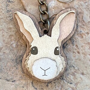 Bunny Rabbit Keychain | Wood Keychain | Layered Keychain | 1.75
