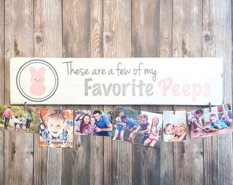 Letrero portafotos de los Peeps favoritos / Letrero de conejo de los Peeps / 14 cm de alto x 58 cm de ancho