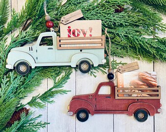 Portatarjetas de regalo para camión vintage / Portatarjetas de regalo para camión / Adorno para tarjeta de regalo / Tarjeta de regalo no incluida / 8,25" de ancho x 3,5" de alto x 3/8" de profundidad