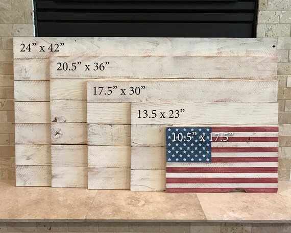Rustic American Flag 5 Sizes to Choose From Farmhouse Style Blue Line American Flag Largest 25H x 43L Smallest 10.5H x 17.5L