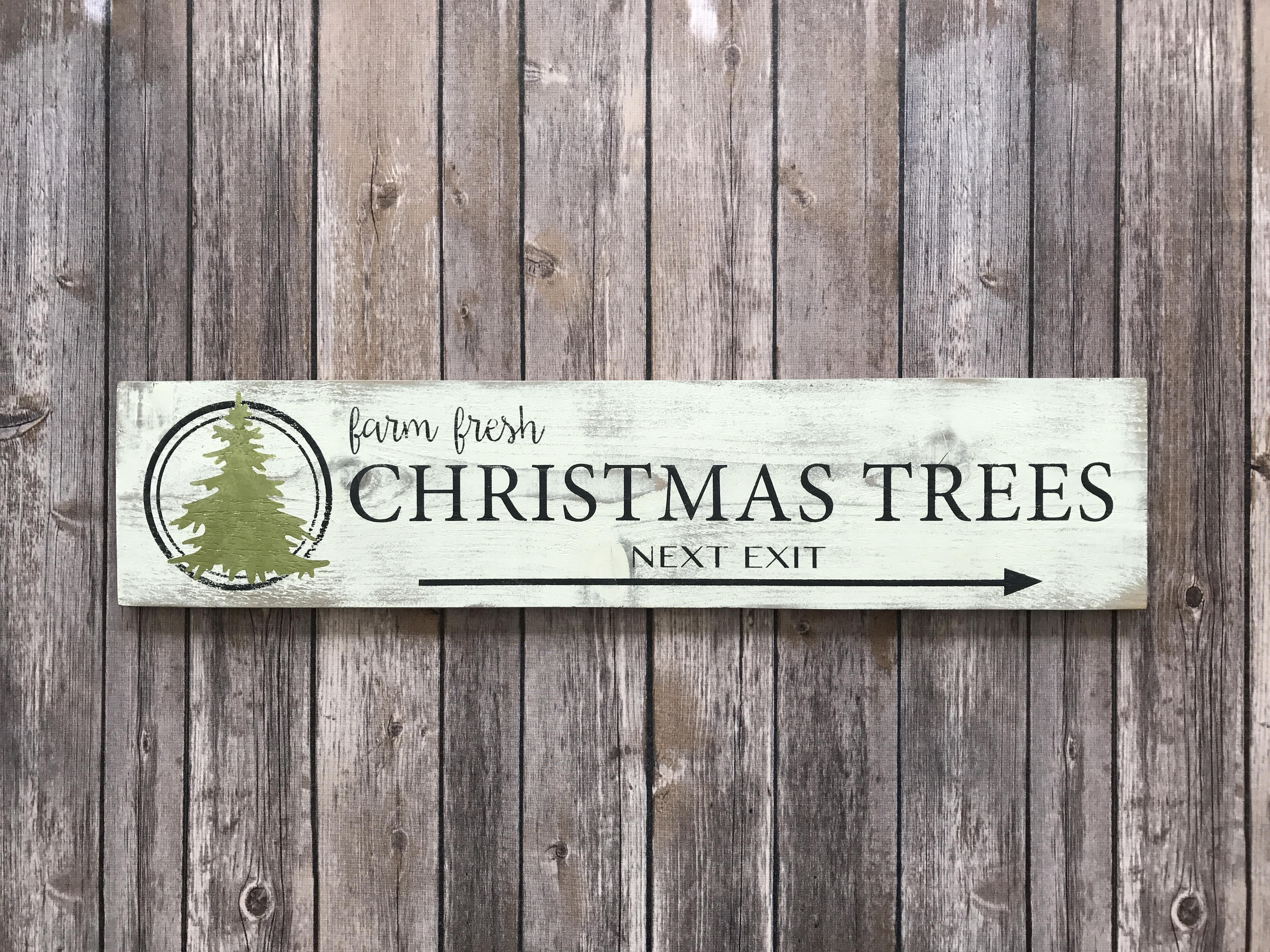 Rustic Farm Fresh Christmas Tree Sign / 5.5H x 23W Etsy