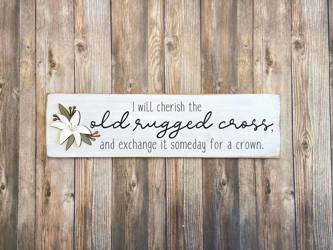 Old Rugged Cross Sign| Black Text | Rustic Easter Sign | Wood Sign ...