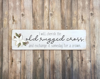 Letrero de cruz antiguo y robusto / Texto negro / Letrero rústico de Pascua / Letrero de madera / Letrero de Pascua / 5.5" de alto x 21" de ancho