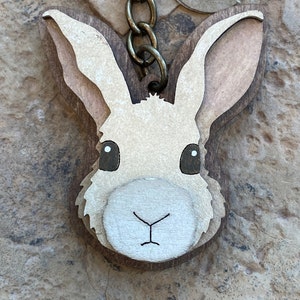 Bunny Rabbit Keychain | Wood Keychain | Layered Keychain | 1.75
