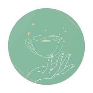 Coffee and Stars Round Vinyl Stickers
