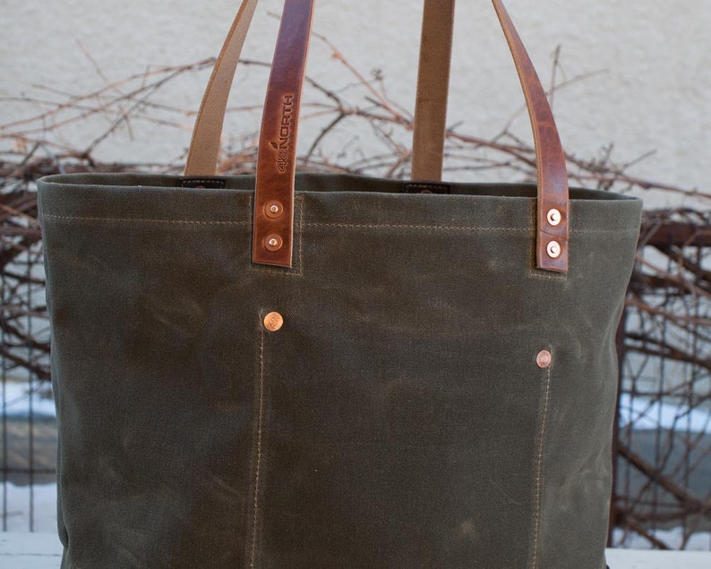 Waxed Canvas Market Tote Bag FREE Standard Shipping in US Etsy