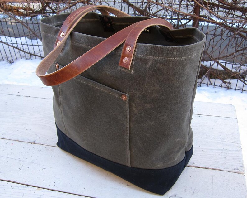 Waxed Canvas Market Tote Bag FREE Standard Shipping in US Etsy