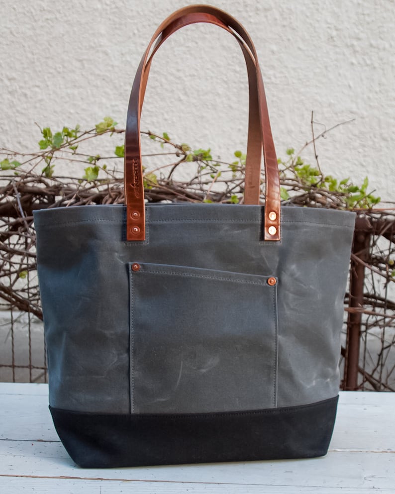 Waxed Canvas Market Tote Bag FREE Standard Shipping in US - Etsy