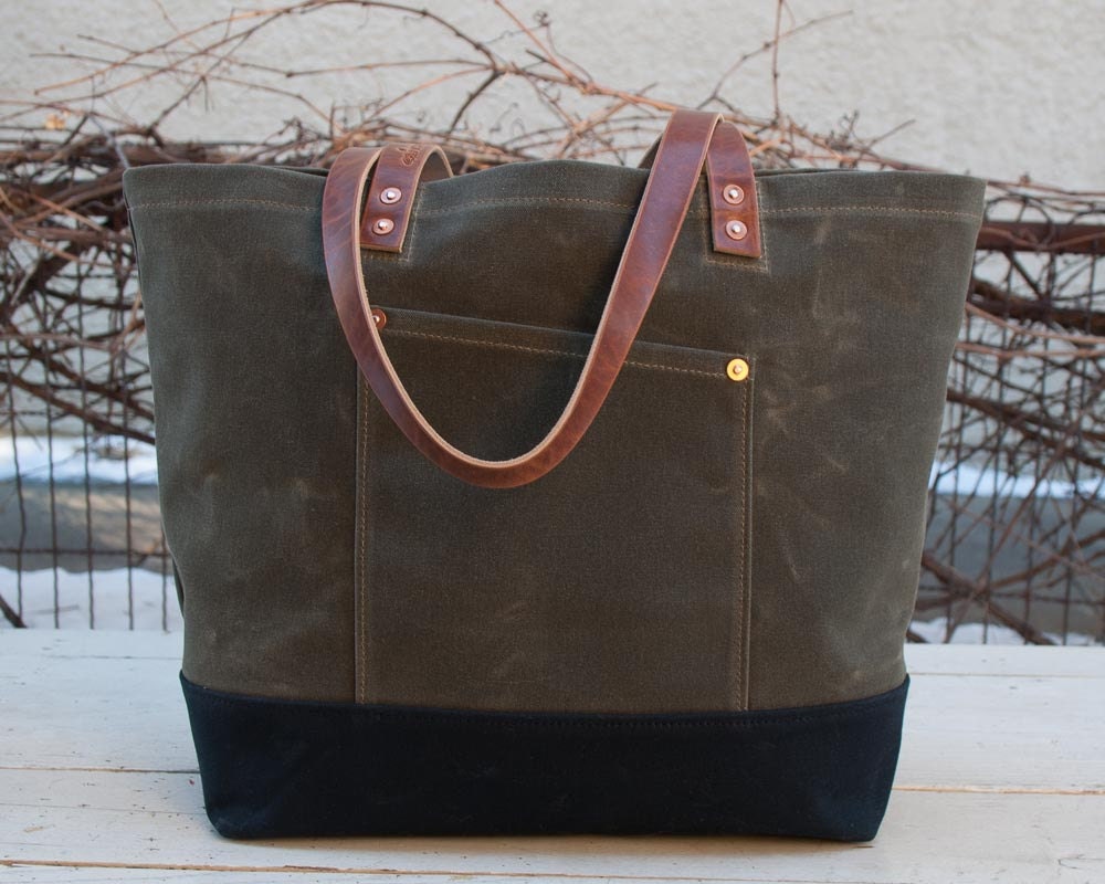 Waxed Canvas Market Tote Bag FREE Standard Shipping in US Etsy