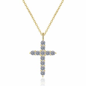 Collana con ciondolo a croce PANERMA con zirconi cubici - Oro 14K, 18 pollici, estensione da 2 pollici