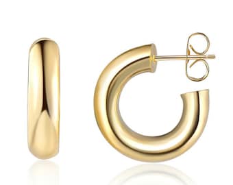 Gold Hoop Ohrringe: Mutige 14K Vergoldete Creolen