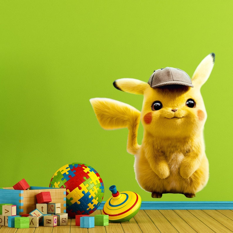 Pokemon Detective Pikachu Wall Stickers Decal Home Decor Kids Etsy