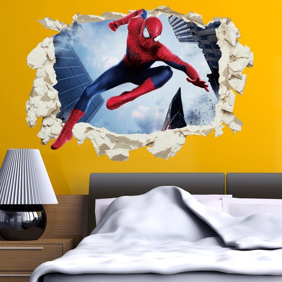 Spider Man Spiderman 2018 Wall Stickers Decal Crack Home Decor Kids Bed Room Vinyl Art Mural