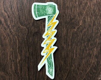 Axe & Lightning Design Vinyl Weather-Resistant Sticker – Free Shipping