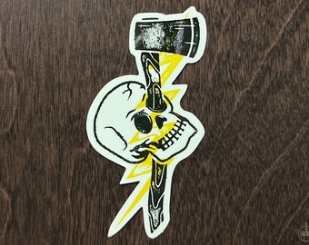Axe & Skull Design Vinyl Weather-Resistant Sticker – Free Shipping
