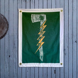 Axe & Lightning Design Camp Flag – 18 x 24 – Free Shipping