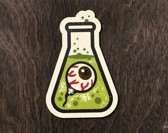 Mad Scientist Eyeball Halloween Design Vinyl Weather-Resistant Sticker – Free Shipping