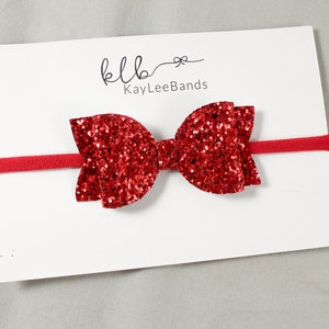 Red Glitter Bow Headband - Red Hair Bow - Red Baby Bow - Red Hair Clip - Baby Girl Headband - Toddler Hair