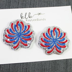 Pigtail Hair Clip - Firework Hair Clip - Piggy Bow Clips - 4th Of July Hair Clips - Hair Clips for Girls