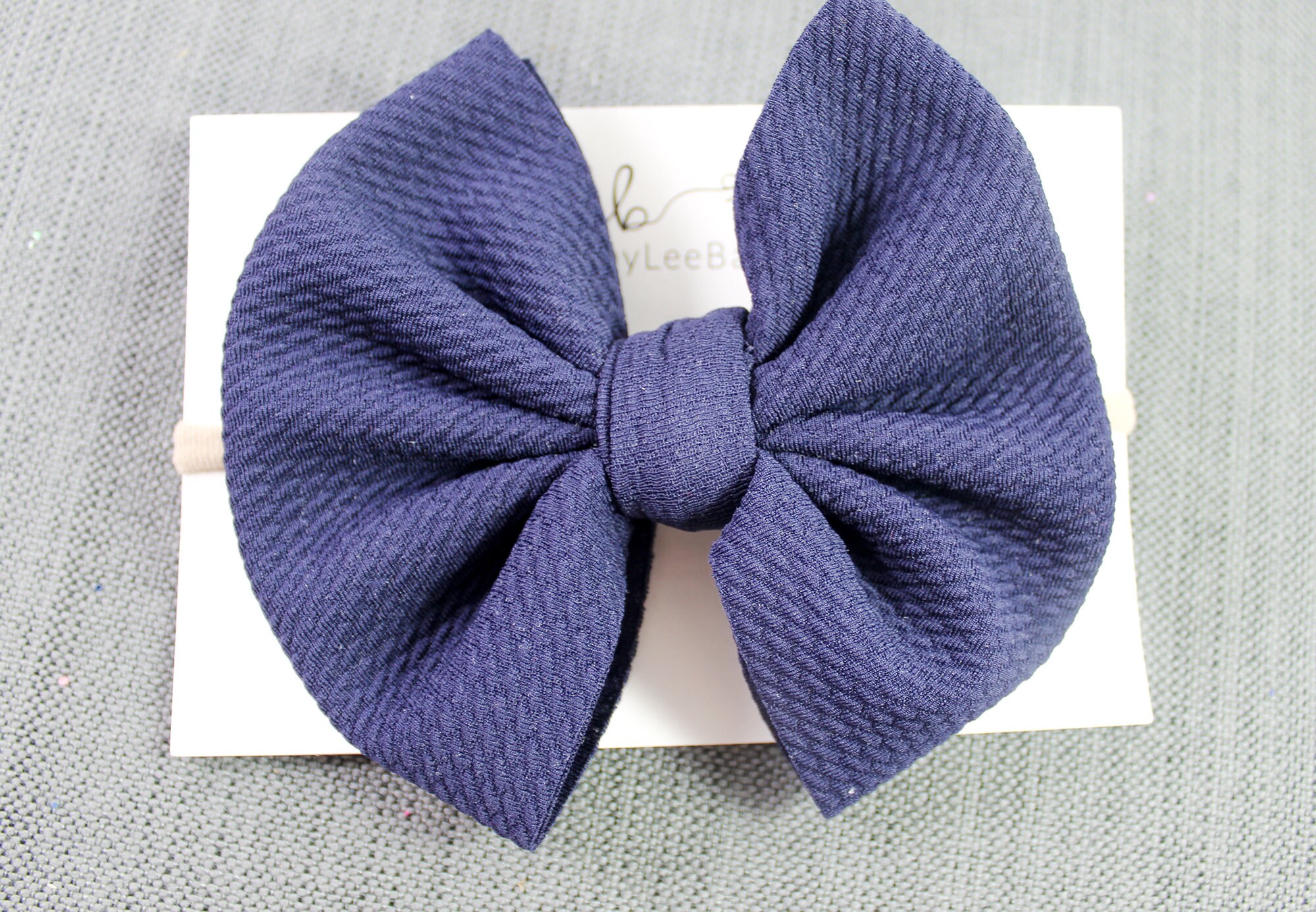 Navy Blue Bullet Fabric Bow Fabric Bow on Nylon Fabric Bow Etsy