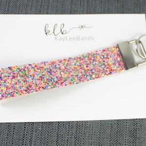 Rainbow Keychain - Wristlet Keychain - Glitter Keychain - Wrist Lanyard - Gifts for Women - Cute Keychain